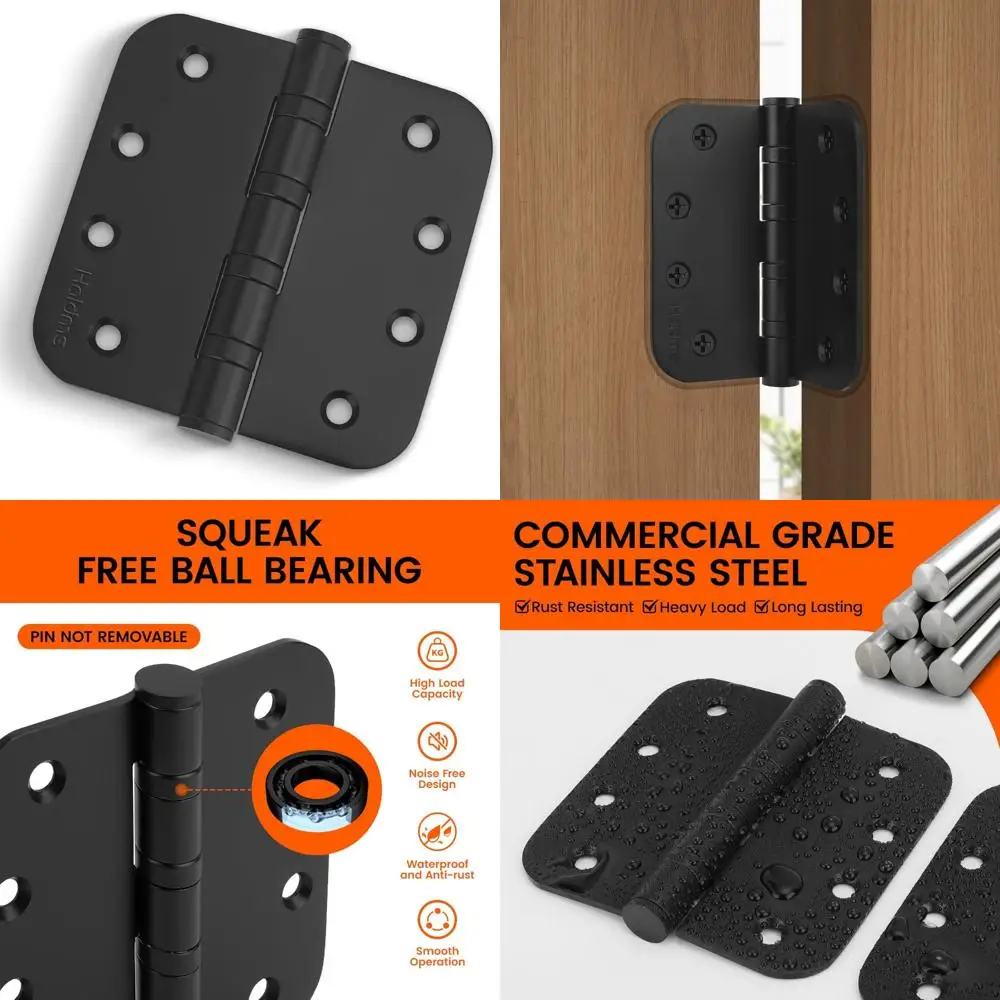 

Stainless Steel Matte Black Ball Bearing Hinges for Heavy-Duty Doors - Suitable for Exterior and Interior Applications