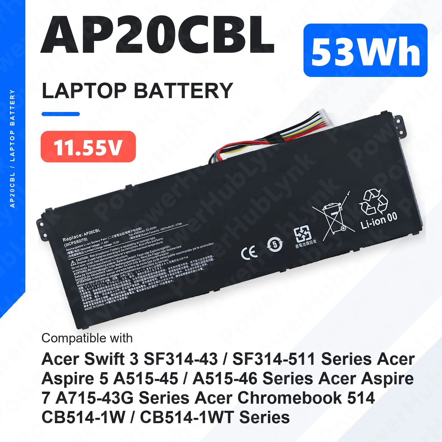 AP20CBL 11.55V 53Wh Laptop Battery For Acer Swift 3 SF314-43 SF314-511 Aspire A515-45 A515-46 A715-43G CB514-1W KT.0030B.002