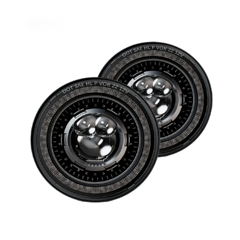 

New Bright Anti-glare 7 Inch 12V Led Headlights Round W/Starry DRL Start-up Gradient Halo Turn Signal Light Hi/Lo Sealed Beam