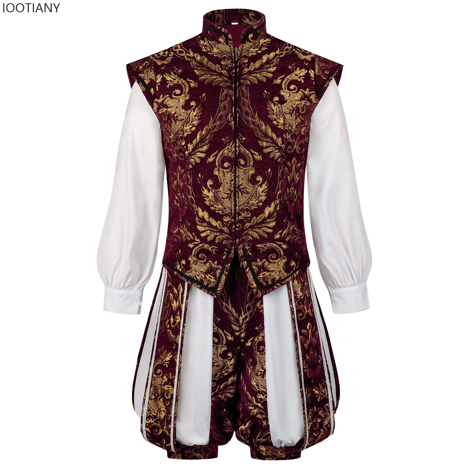 Men Renaissance Royal Prince Costume Vintage European Noble Outfit Medieval King Stage Party Wedding Faire Cosplay Luxury Suit view 4