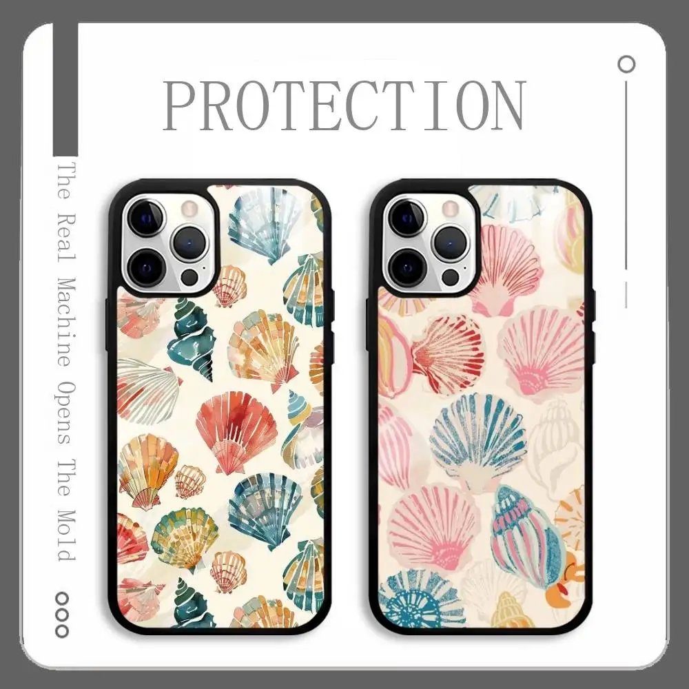 

Ns Korean Colorful Shell Flower Phone Case For IPhone 17 16 15 14 13 12 11 Pro Max Plus Mini Plus Hard Surface Protect Funda