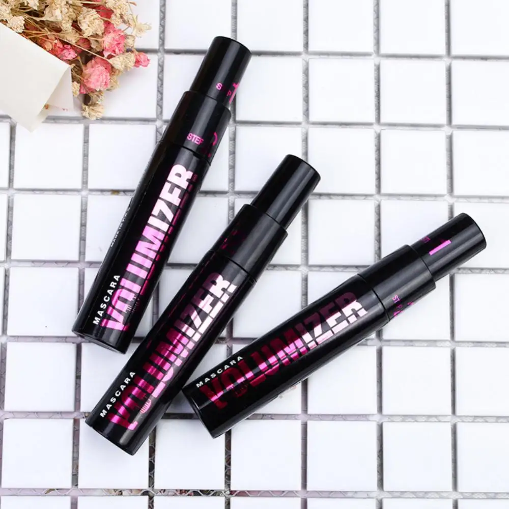 Make up 2 in1 Mascara doppio scopo pennelli arricciacapelli impermeabili e resistenti al sudore trucco Mascara in fibra per gli occhi ciglia nere