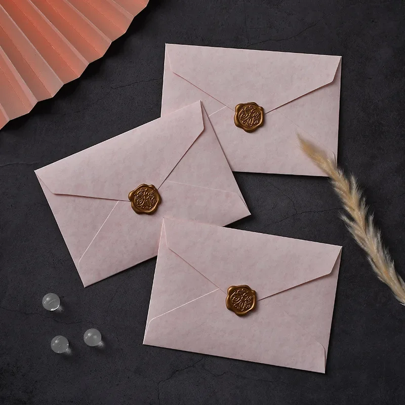 20pcs Envelopes for Invitations Pink Postcards Gift Message Wedding Card 250g Paper Business Letters Stationery Storage Bag