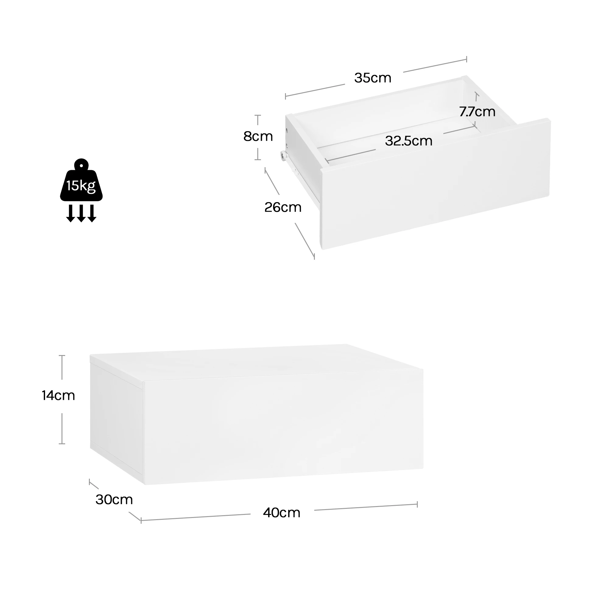 WOLTU 2 stks/set modern slaapkamer nachtkastje hangend nachtkastje wandgemonteerd nachtkastje met lade voor woonkamer