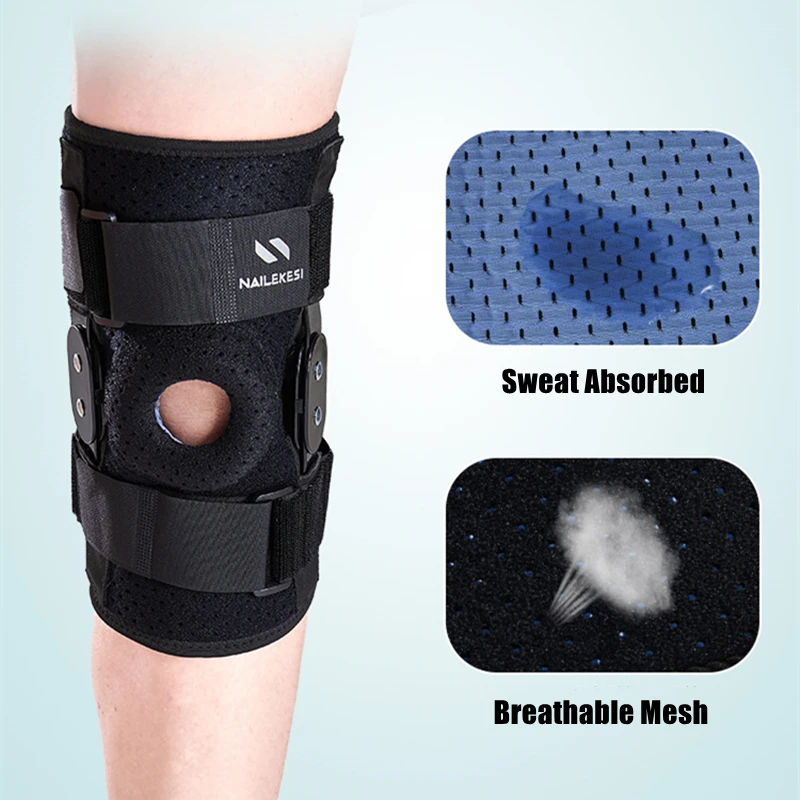 1Pcs Hinged Knee Support Brace Adjustable Compression Knee Pad Protector Open Patella Knee Wrap Stabilizer for Joint Pain Relief