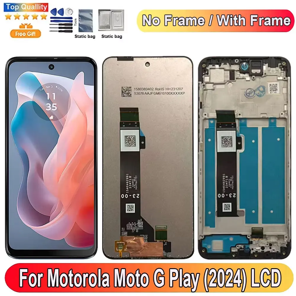 Tela LCD de 6.5'' para Motorola Moto G Play (2024) com Painel Touch e Digitalizador, Peça de Reposição com Aro XT2413-1