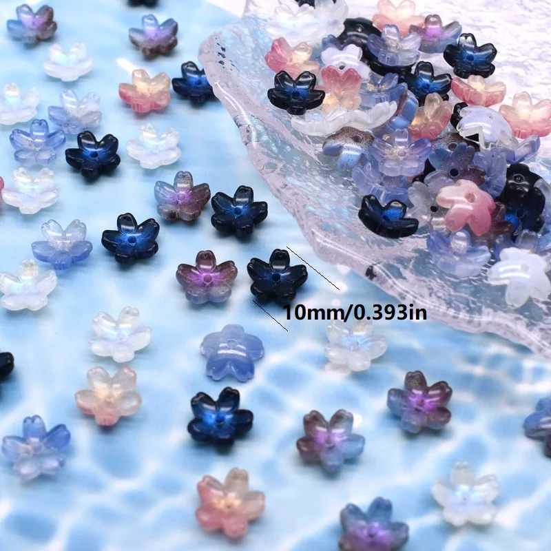 30pcs 10mm  Mix Color Cherry Blossom Bead Czech Glass Loose Beads for Jwelry Making DIY Accessories Handmade