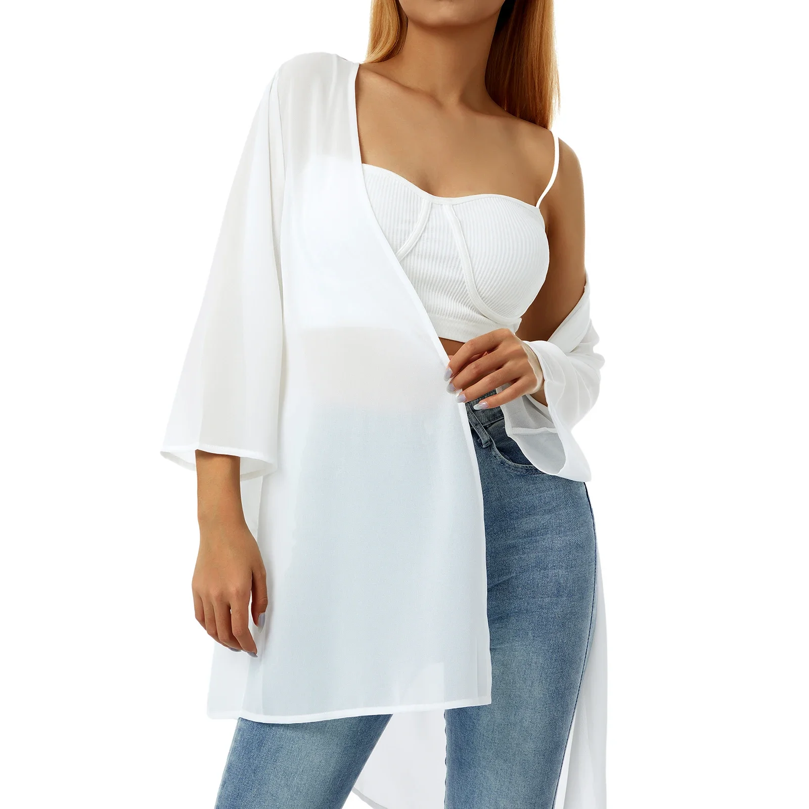 Women's Sheer Chiffon Jacket Casual Cover Up Tops Lightweight Beach Cardigans Blouse Shawl