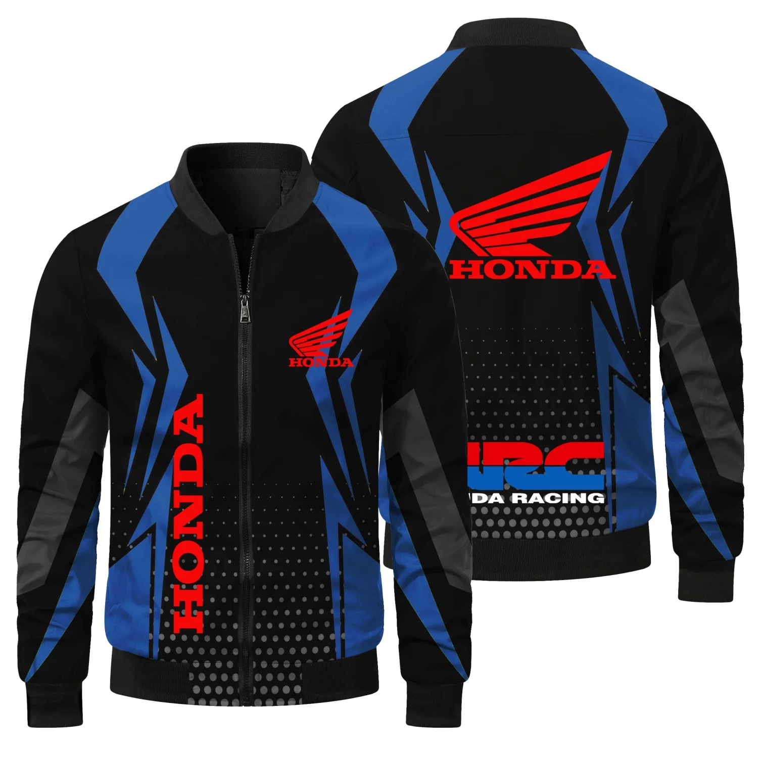 

New Men's Spring and Autumn 3D Printing Honda Logo Coat Jacket Outdoor Sports Cycling Off-road Zipper Round Neck Top Jacket
