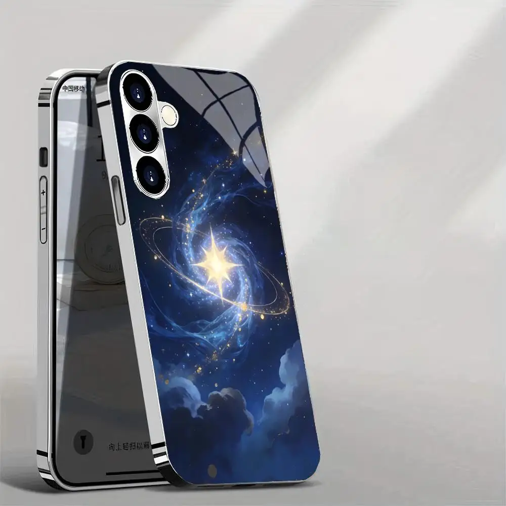 Luxury Glossy  Blue Spiral  Cloud Print  Phone Case for Samsung Galaxy  S24  S24 Ultra S25 S25 Ultra  S26 S26 Ultra S26 Plus