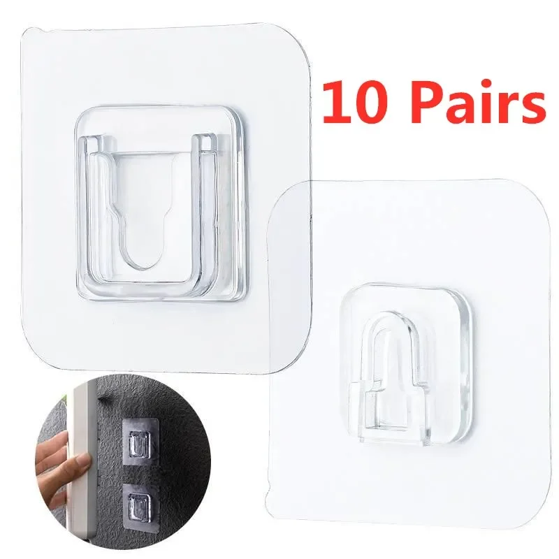 1/5/10PCS Cable Organizer Double-Sided Adhesive Wall Hooks Hanger Suction Cup Sucker Wall Storage Holder Cable Management Clips
