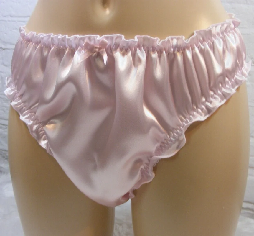 sissy pink satin open butt panties lingerie knickers all sizes