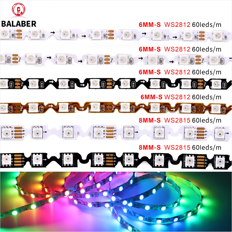  S shaped LED  Lights 5V/12V SMD5050 Addressable RGB Pixel WS2812B/WS2815 Character LED Strip Light for Light Boxes Signboards 