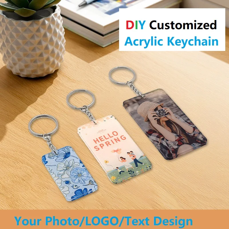 Keychain Acrylic Material Customized LOGO Text Name Photo