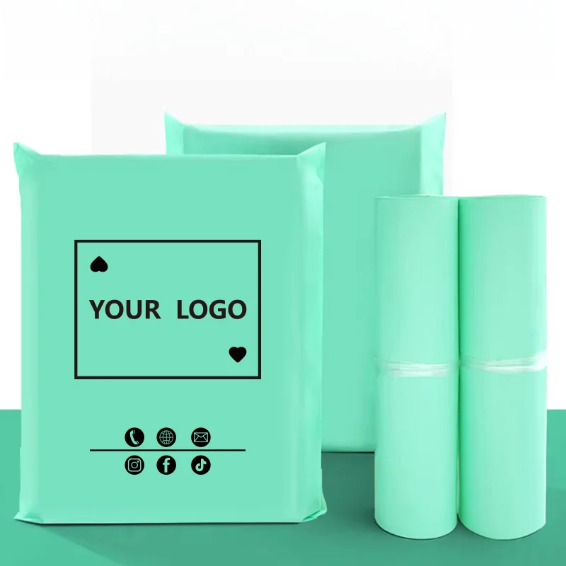 

100 шт. мятно-зеленых логистических транспортных пакетов для одежды с возможностью нанесения логотипа на заказ