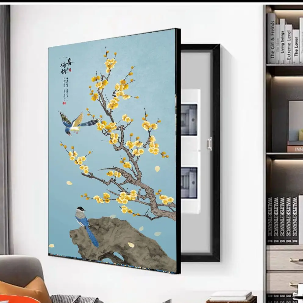 Travel Shark Modern Home Decorative Painting of Electric Meter Box Poster Print Picture With Frame Living Room Decor Punch Free