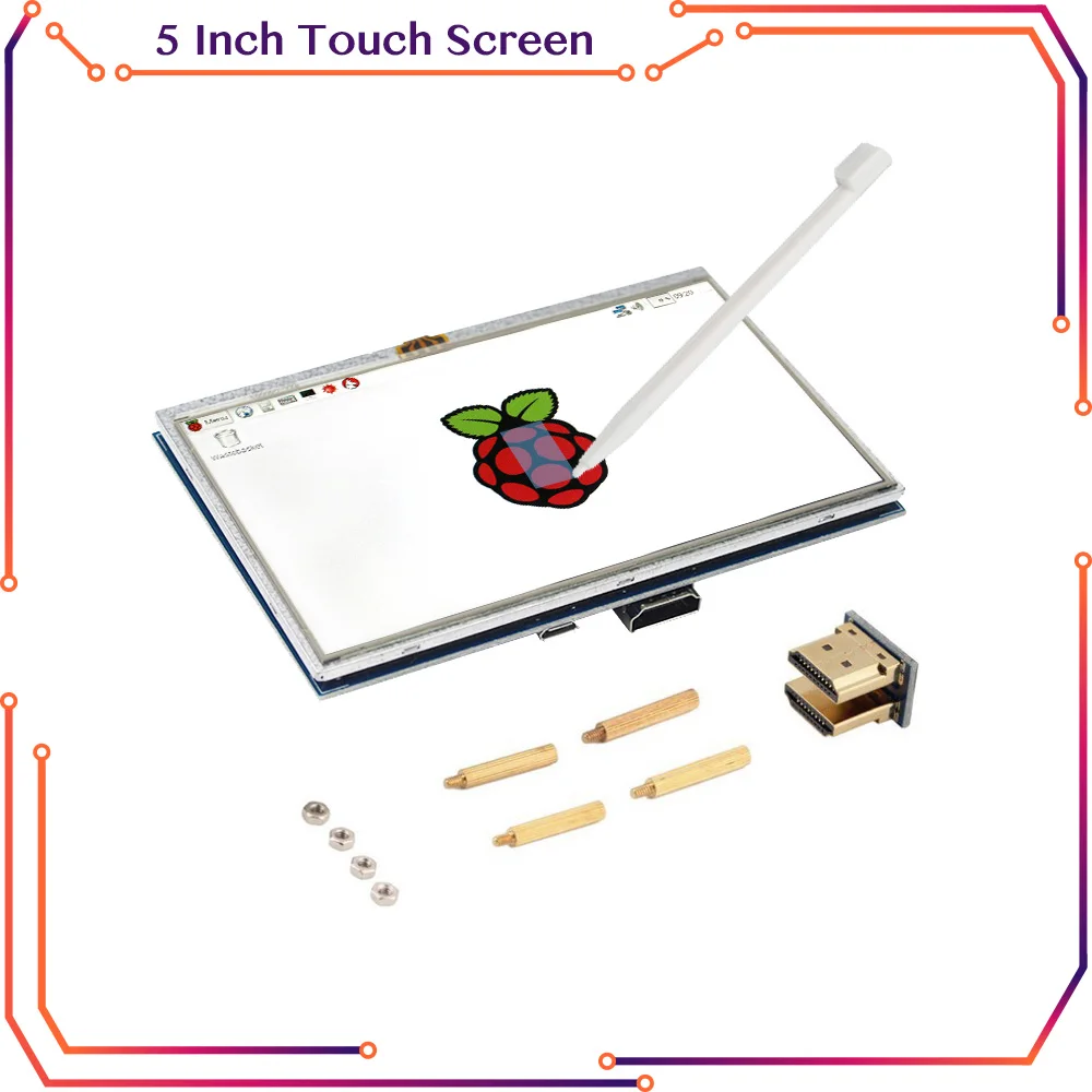 5 Inch Raspberry Pi 4 Model B Touchscreen LCD Display Module + Acrylic Holder compatible for Raspberry Pi 3B+/3B RPI110