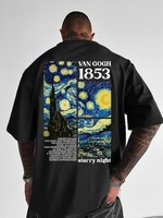 Men's casual T-shirt with a stylish graphic print paying homage to Van Gogh's painting \
