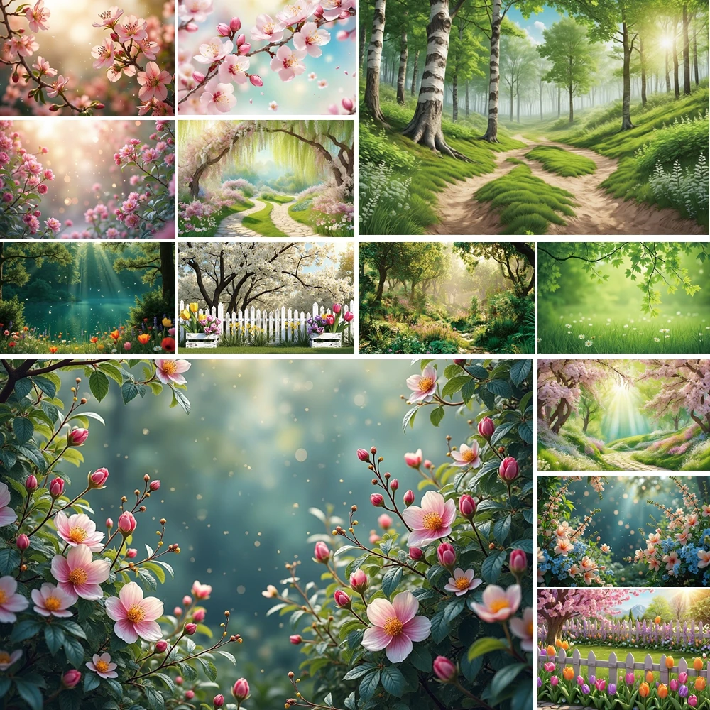 

MOON.QG Rustic Wooden Bridge Photography Background Spring Stream Mossy Rocks Backdrop Children Portrait Wallpaper Photo Studio