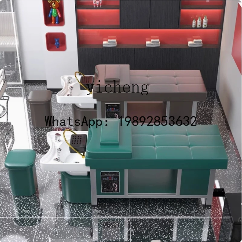 ceramic basin steel frame shampoo bed water circulation fumigation head treatment bed barber shop hair salon beauty salon