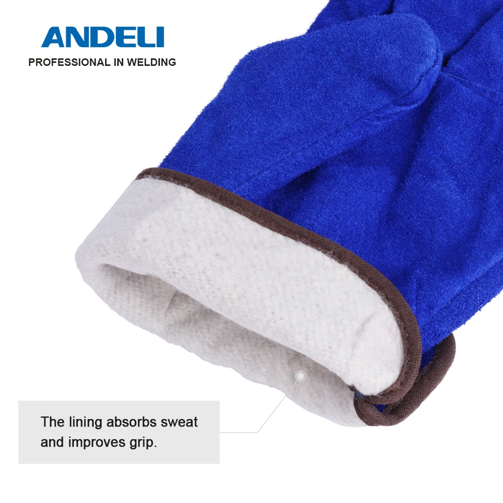 ANDELI 1 Pair Fireproof Durable Welder Gloves Wear-resistant Anti-Heat Work Safety Gloves For Welding Metal Hand Tools