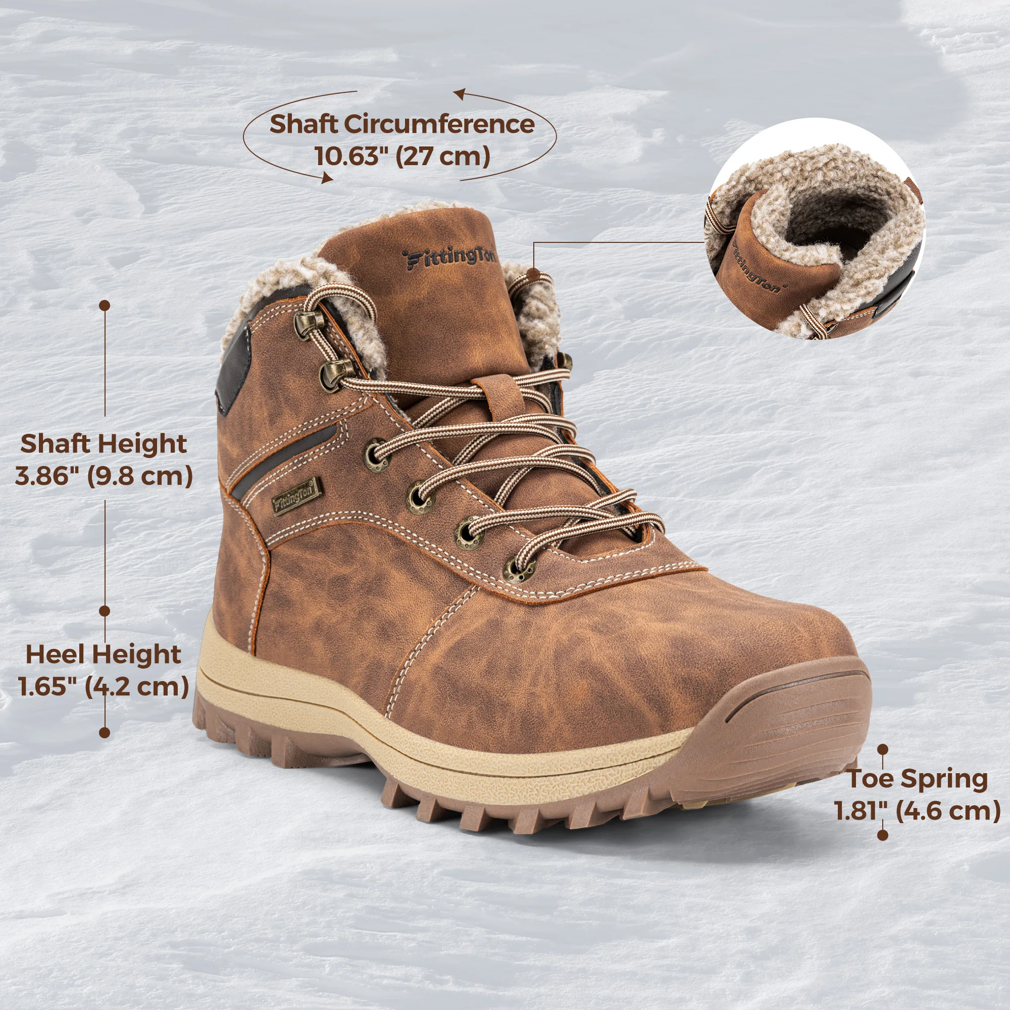 Men's Snow Boots Winter Warm Shoes Fuzzy-Lined Windproof Hiking Boots Winter Insulated Shoes Fuzzy-Lined Windproof Hiking Boat