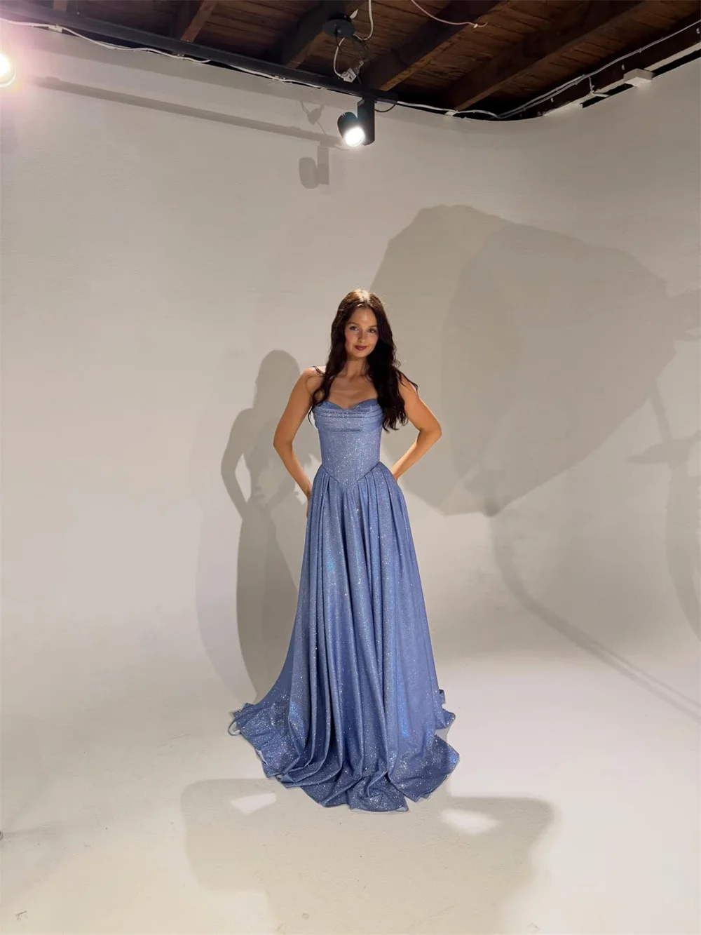 EDECPBM Tulle Strapless sky blue A-Line Sparkly Sweetheart Elegant Luxury Formal Evening Dress 2026 Prom Dress Customized view 2