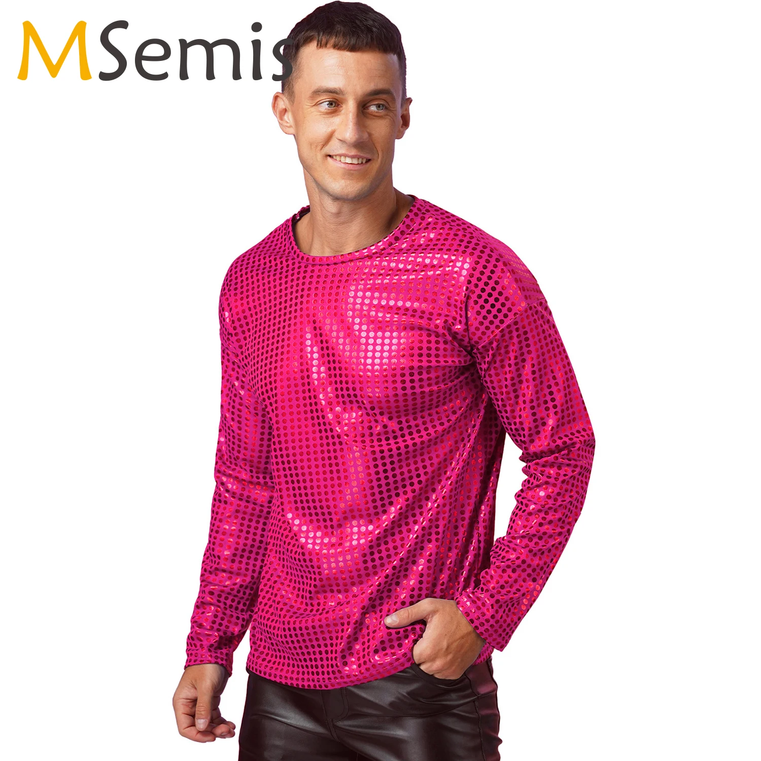 

Shiny Sequins Nightclub Wear Tshirt Men 2023 Sexy New Disco Party Pole Dancing Stage Prom Tshirts Men Slim Fit V Neck Tee Shirt