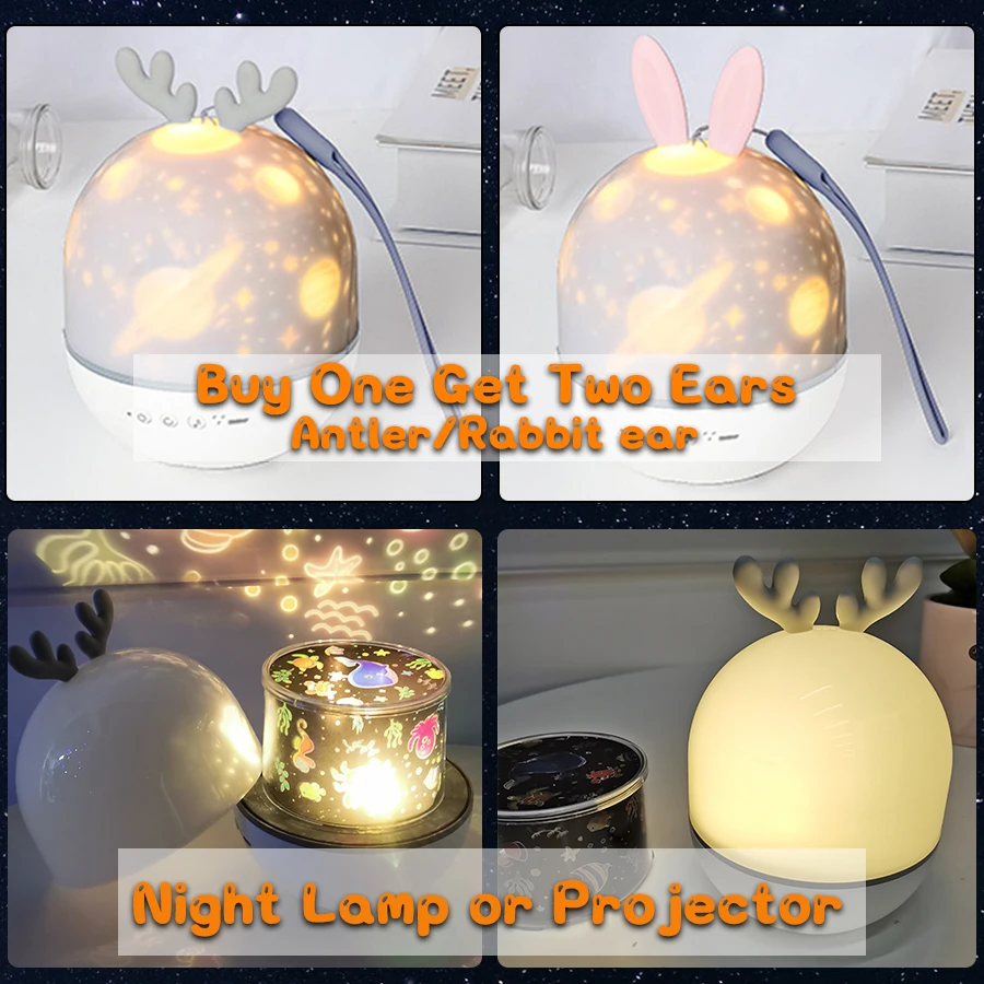 Starry Sky Projector Bluetooth Speaker Deer USB Bedroom Night Lights Speaker Starry Sky Star Rotate Bedroom Bedside Decor Lamp