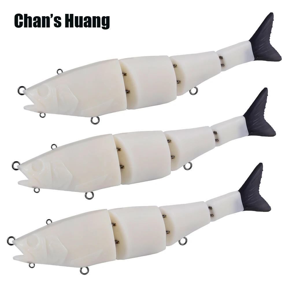 Chan's Huang 5PCS / LOT 17CM 53.2G / 6.69INCH 1.44OZ Unpainted Fishing Lure Body Shad Bait 2 Joints Sinking Swimbait DIY Tackle