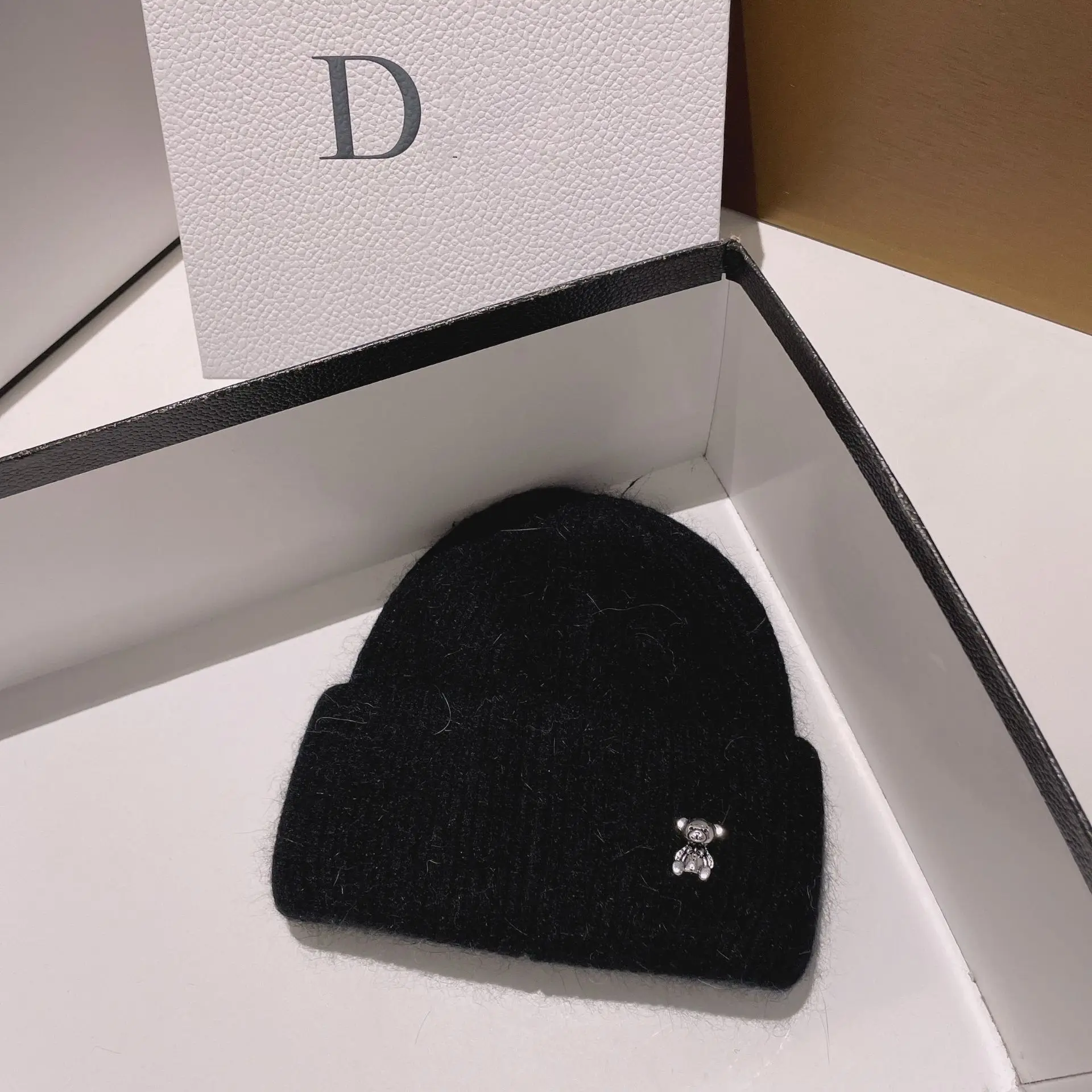 Luxe Cut Beer Echt Konijnenbont Gebreide Hoeden voor Vrouwen Winter Warme Muts Casual Lady Beanie Wandelmuts Wol Skullies Caps