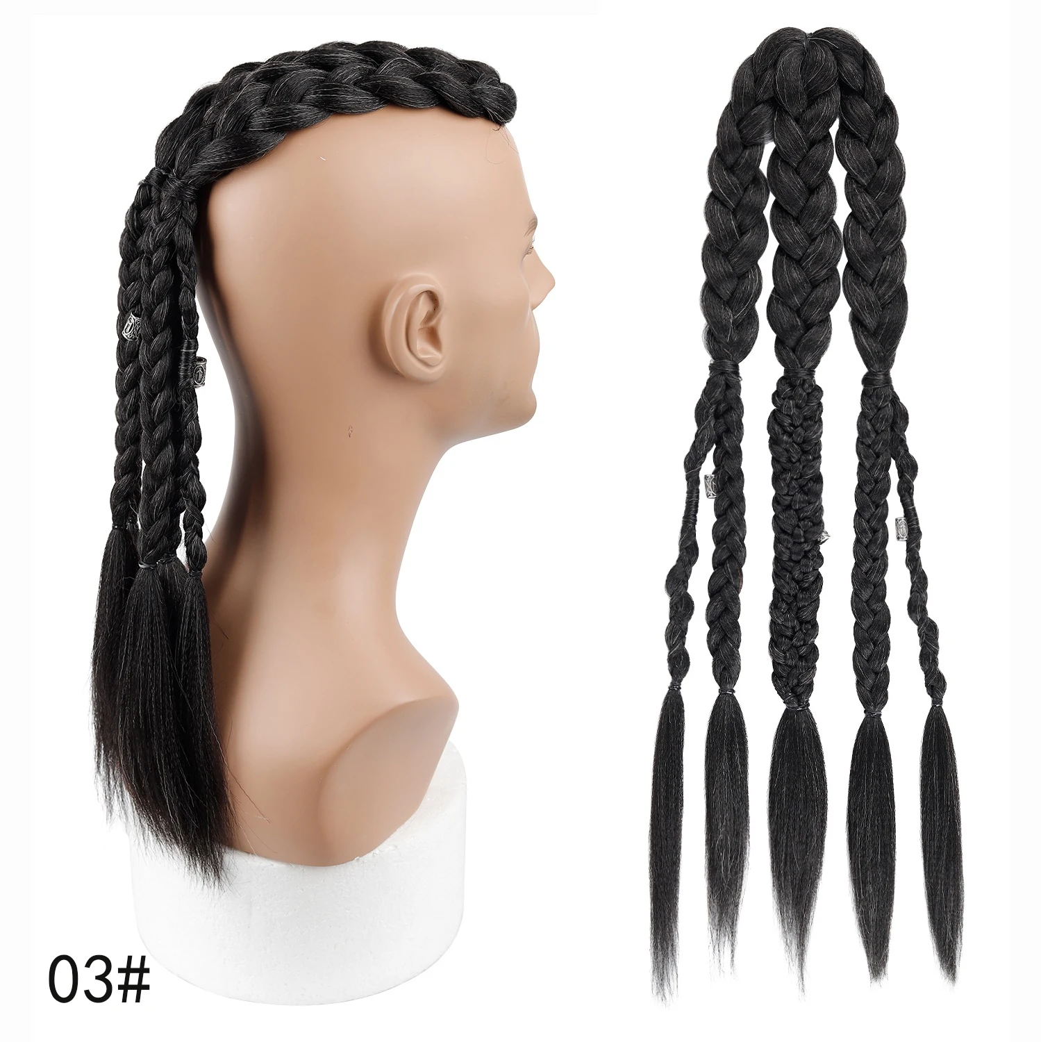 Men's Viking Mohawk Cornrow Braided Ponytail Wig