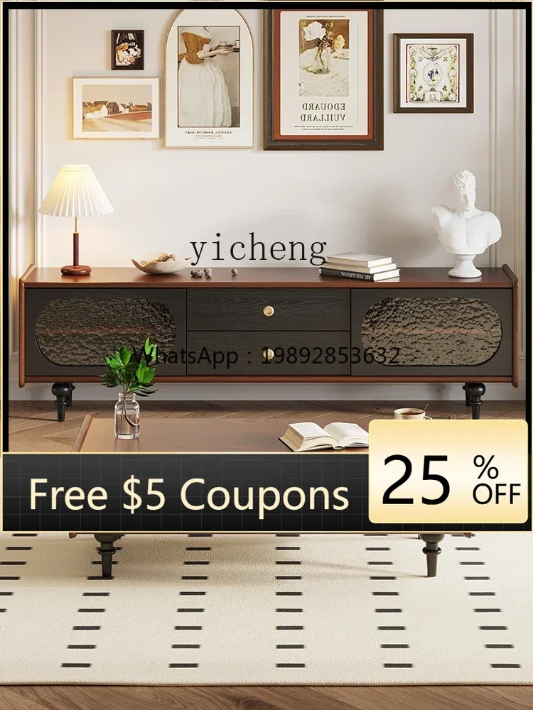 

gz- Retro Solid Wood Coffee Table TV Cabinet Combination Simple Locker Living Room Furniture Floor Cabinet