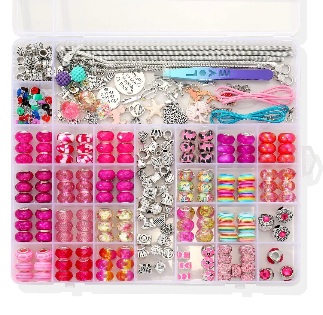 DIY Beaded Bracelet Kit 305Pcs Crystal Beads for Jewelry Making Set Box With String Handmade Charms Bracelet Girl Bithday Gift