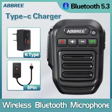 ABBREE Wireless Bluetooth Speaker Microphone Handheld Mic K Type/8 Pin For Quansheng UV-K5(8) K6 Baofeng UV-5R 21 QYT KT-8900D