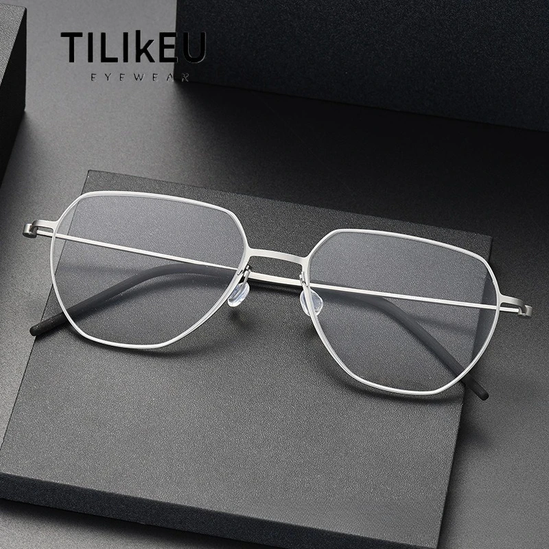 

Denmark Designer Irregular Pure Titanium Screwless Eyeglasses Frame Trend Men and Women Simple Thin-Rim Ultralight Glasses Gafas