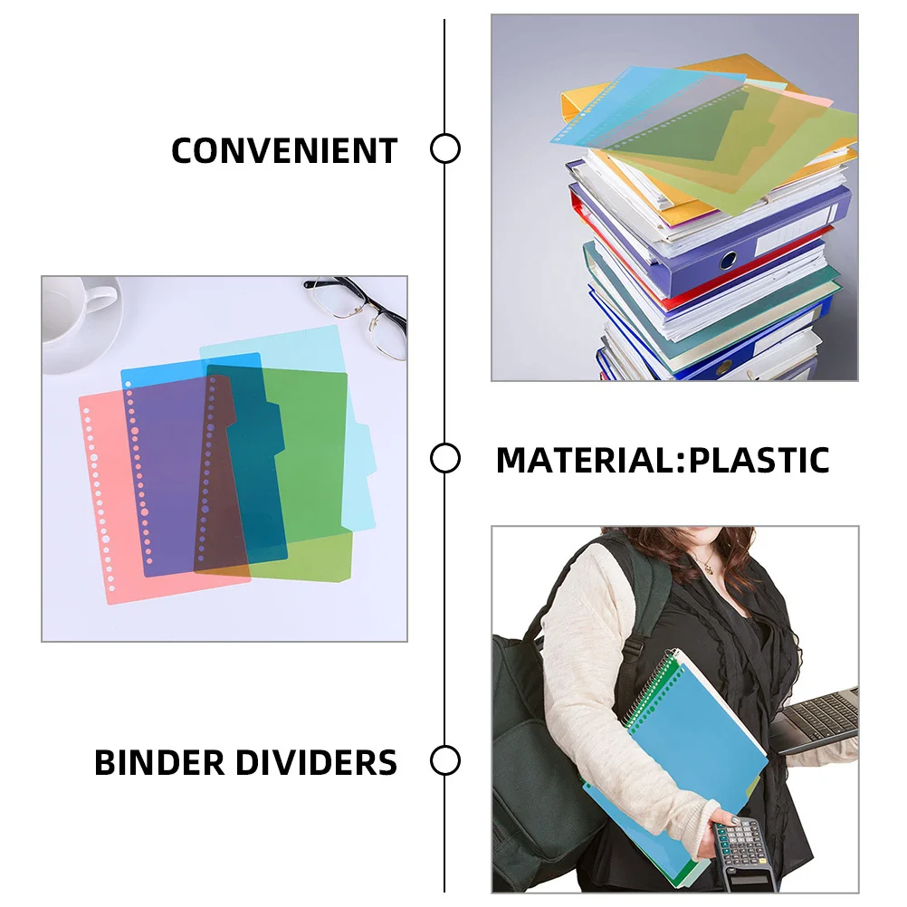 

10 set Binder Dividers Plastic Page Markers For Notebook Journal Report Colored Index Dividers Office School Home Organization