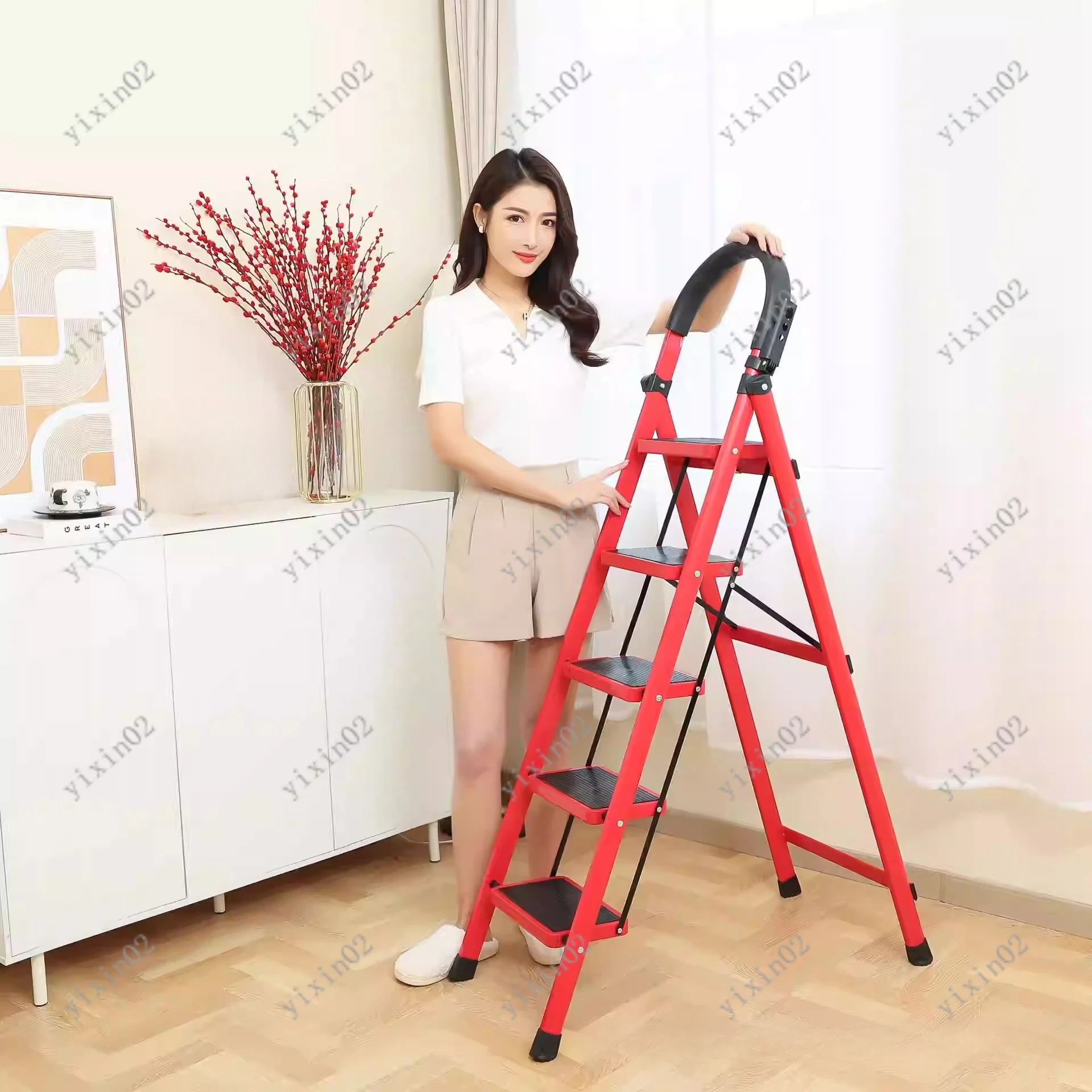 

Heavy Duty 3-5 Step Folding Ladder High Load Capacity Space Saving Household Ladder
