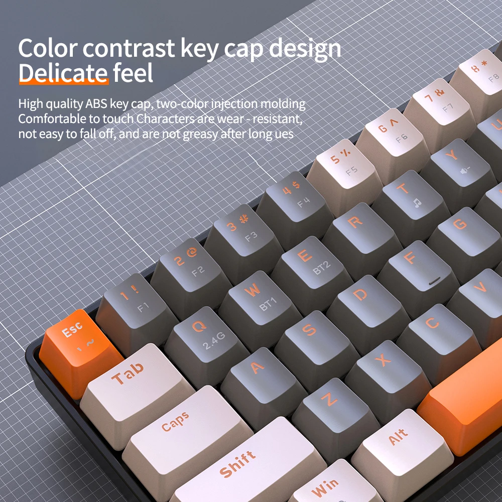 

K68 Mini 60% Беспроводная Механическая Клавиатура Bluetooth Двухрежимный Красный Переключатель с возможностью горячей замены для ПК PS4 Xbox iPhone iPad