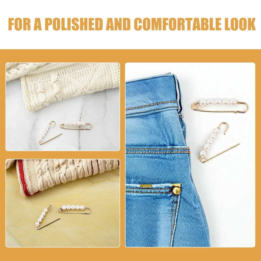 10 قطعة الجينز المضادة للانزلاق زر كليب المعادن الخصر الضابط للسراويل الدنيم المشدود لا خياطة انفصال السحابة تصميم اللؤلؤ