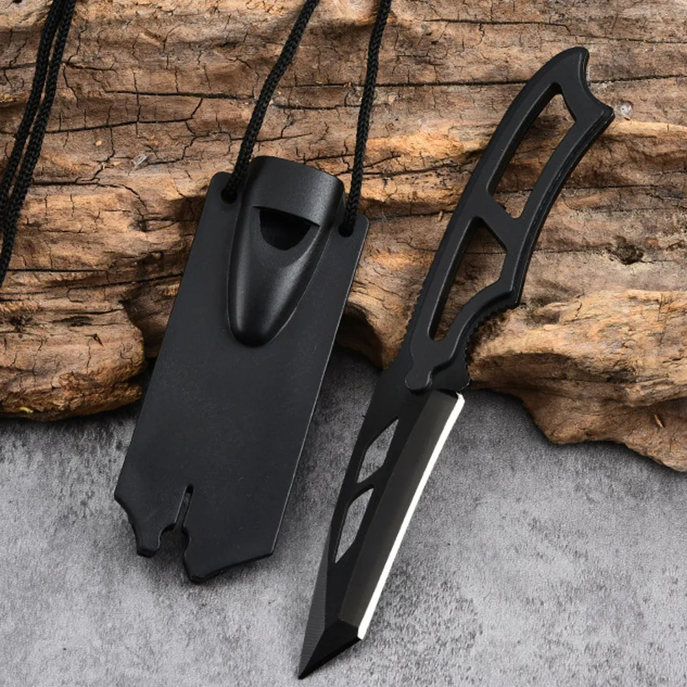 

High hardness camping portable mini outdoor sentinel survival straight knife survival whistle self-defense small knife