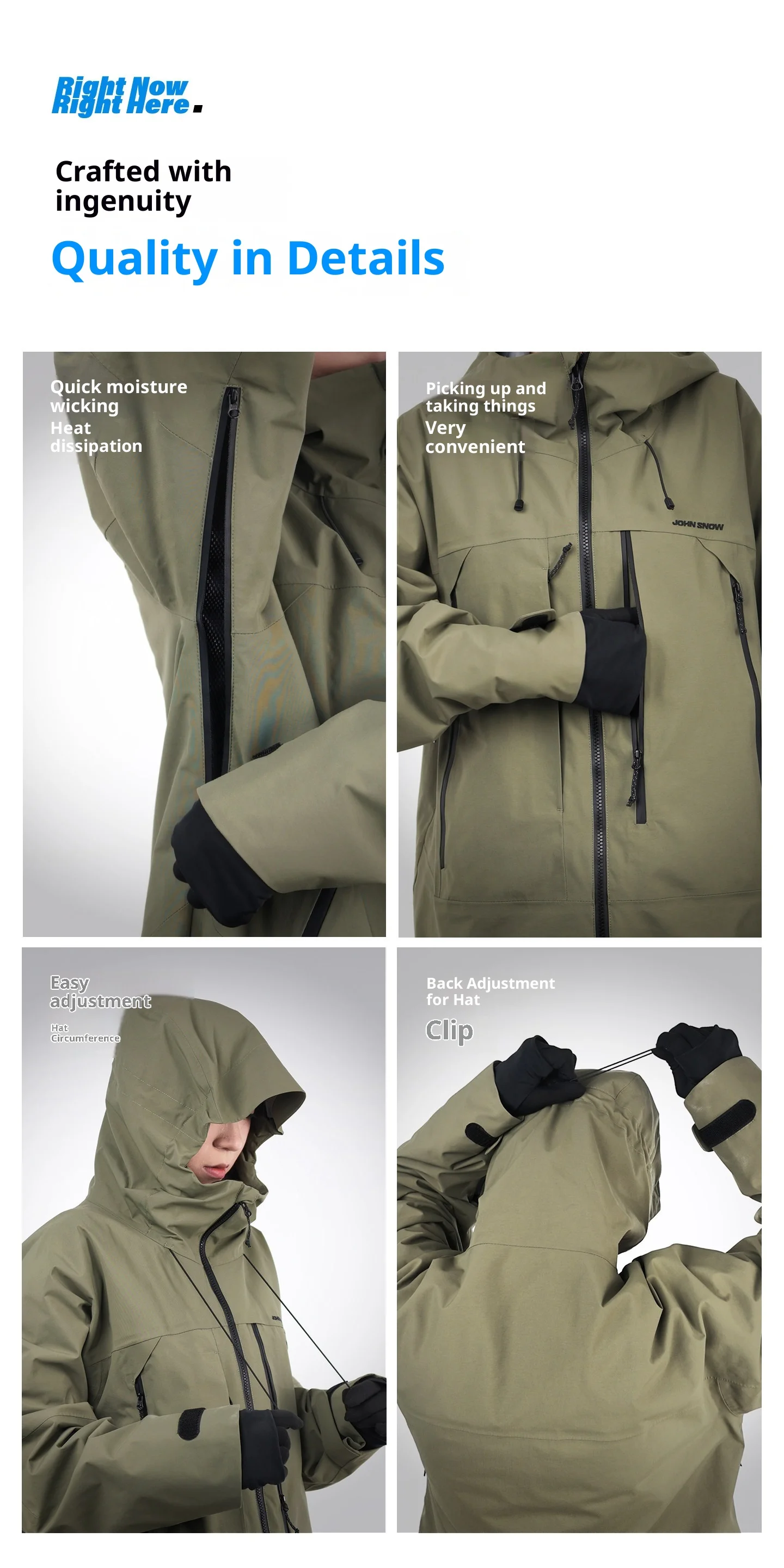 2026 John Snow Unisex Lose Skijacke Vollständig Versiegelt Wasserdicht Winddicht Warme Snowboardjacke für Männer und Frauen Winter Outdoor – Detail 16