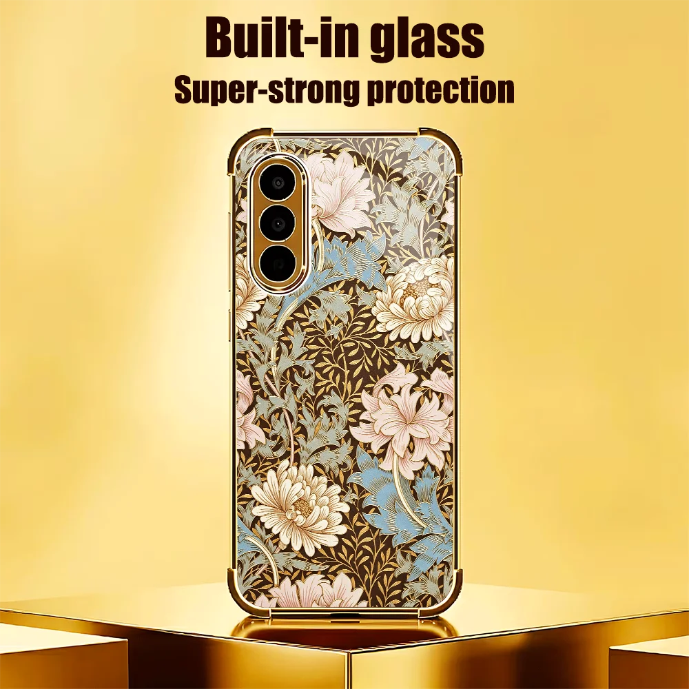 Stylish Colorful Vintage Bloom Art Glass Phone Case for Samsung Galaxy S26 S25 S24 S23 S22 S21Ultra FE Plus High-end Phone Shell 6