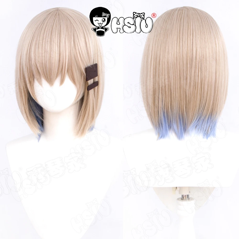 

Yukimura Aoi Cosplay Wig HSIU 35CM Grey Pink Mixed Sea Blue Short Hair Synthetic Wig+Wig cap Anime Yama no Susume cosplay Wig