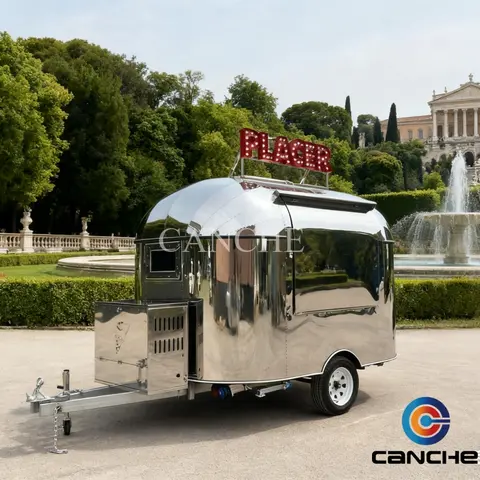 Certificado CE, furgoneta móvil de comida rápida, carritos de café, remolque de comida a la venta