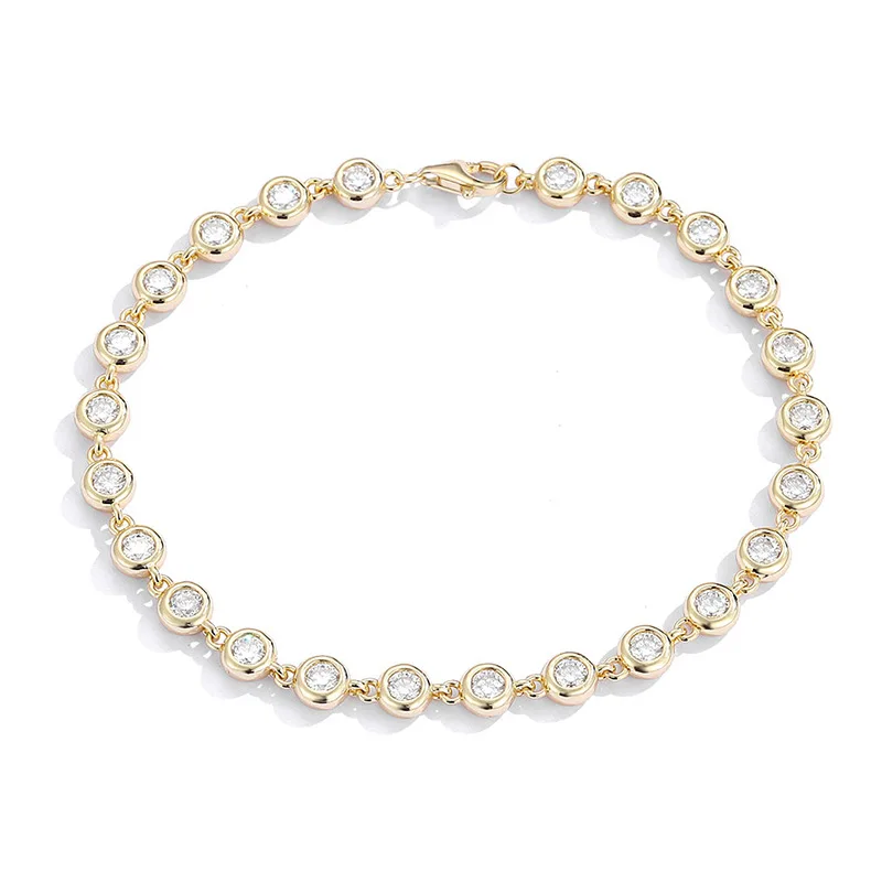 

LYCFN 3 мм полный муассанитовый теннисный браслет с GRA S925 стерлингового серебра изысканные браслеты с пузырьками для женщин и мужчин свадебные украшения