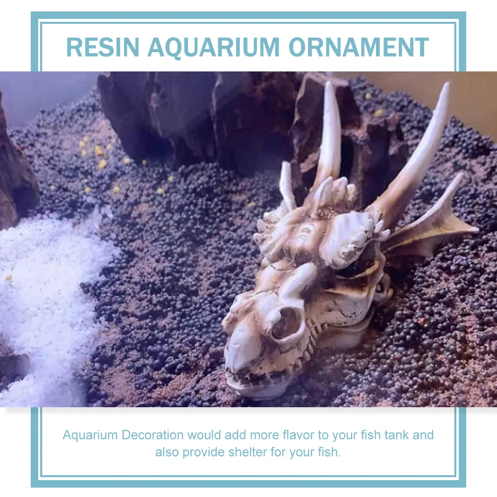 

Dinosaur Skull Decoration Resin Aquarium nament Fish Tank Hideout Dragon Model Dinosaur Shrimp Shelter