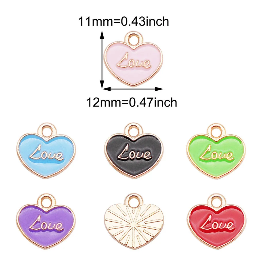 24PCS Mała emaliowana litera miłosna Tiny Heart Charms Wisiorek ze stopu cynku do biżuterii Naszyjnik Bransoletka Kolczyki Akcesoria Rzemiosło