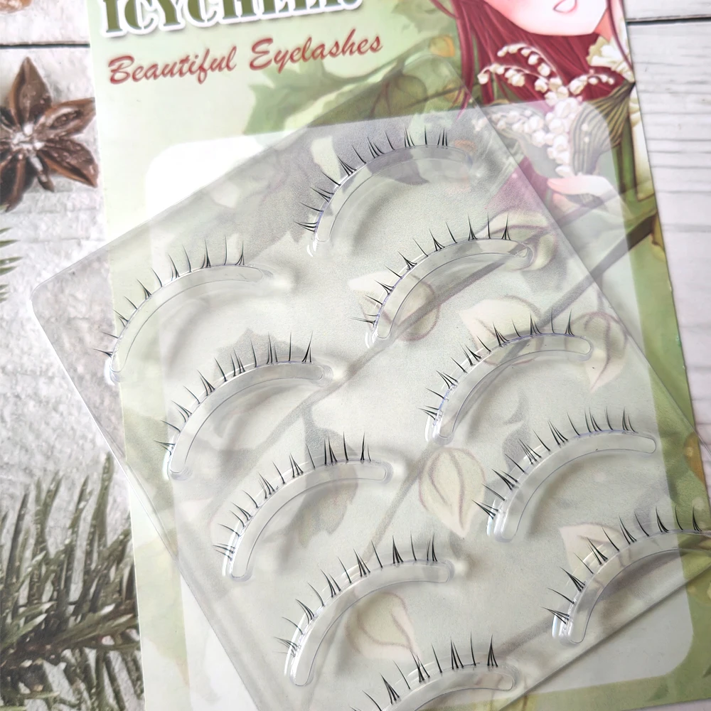 Ultra Natural Bottom Lashes Lower False Eyelashes Soft Clear Band V Shape Natural Looking Short Eyelash Extension