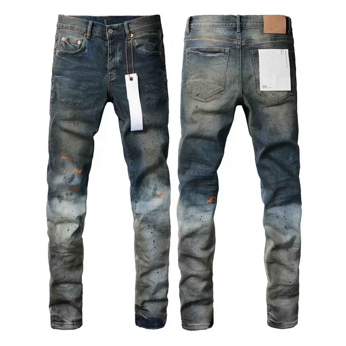 

Fashion top quality Purples men Jeans High Street Heavy Industries Oil and Paint Used Repair Low Rise brand Skinny Denim Pants